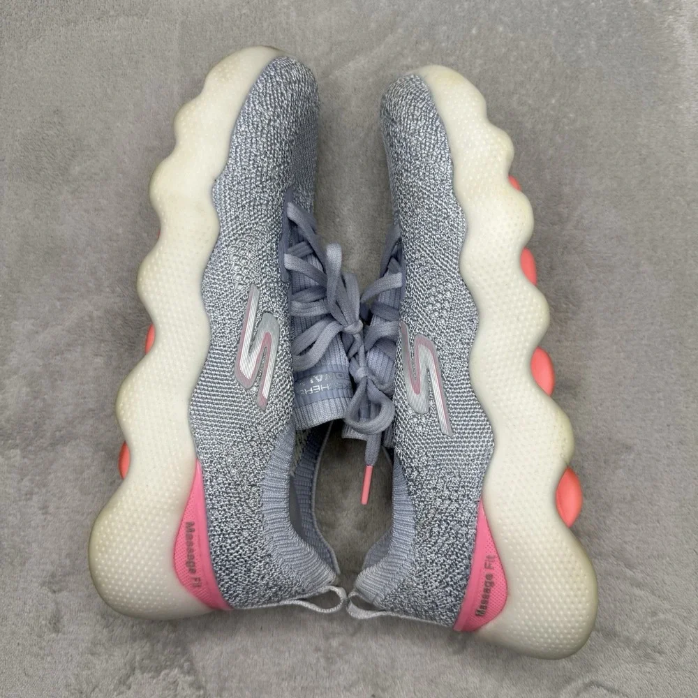 Skechers GO WALK Massage Fit Upsurge Gray Pink Sneakers Women 7.5 124905